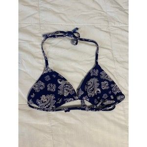 LA Hearts paisley bikini top navy white